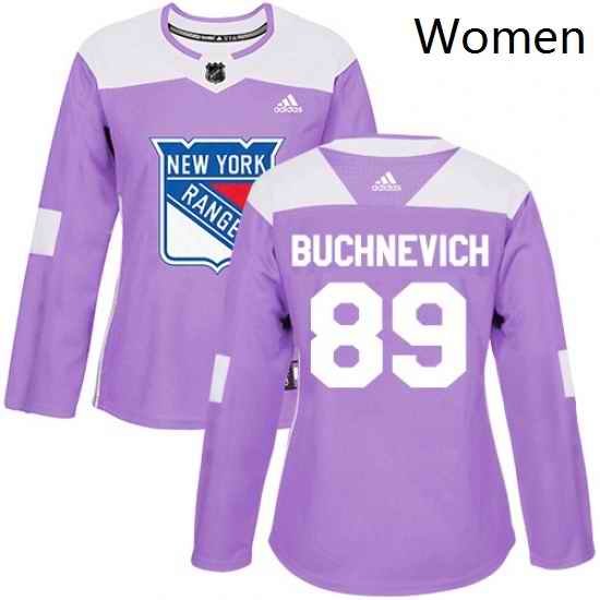 Womens Adidas New York Rangers 89 Pavel Buchnevich Authentic Purple Fights Cancer Practice NHL Jersey
